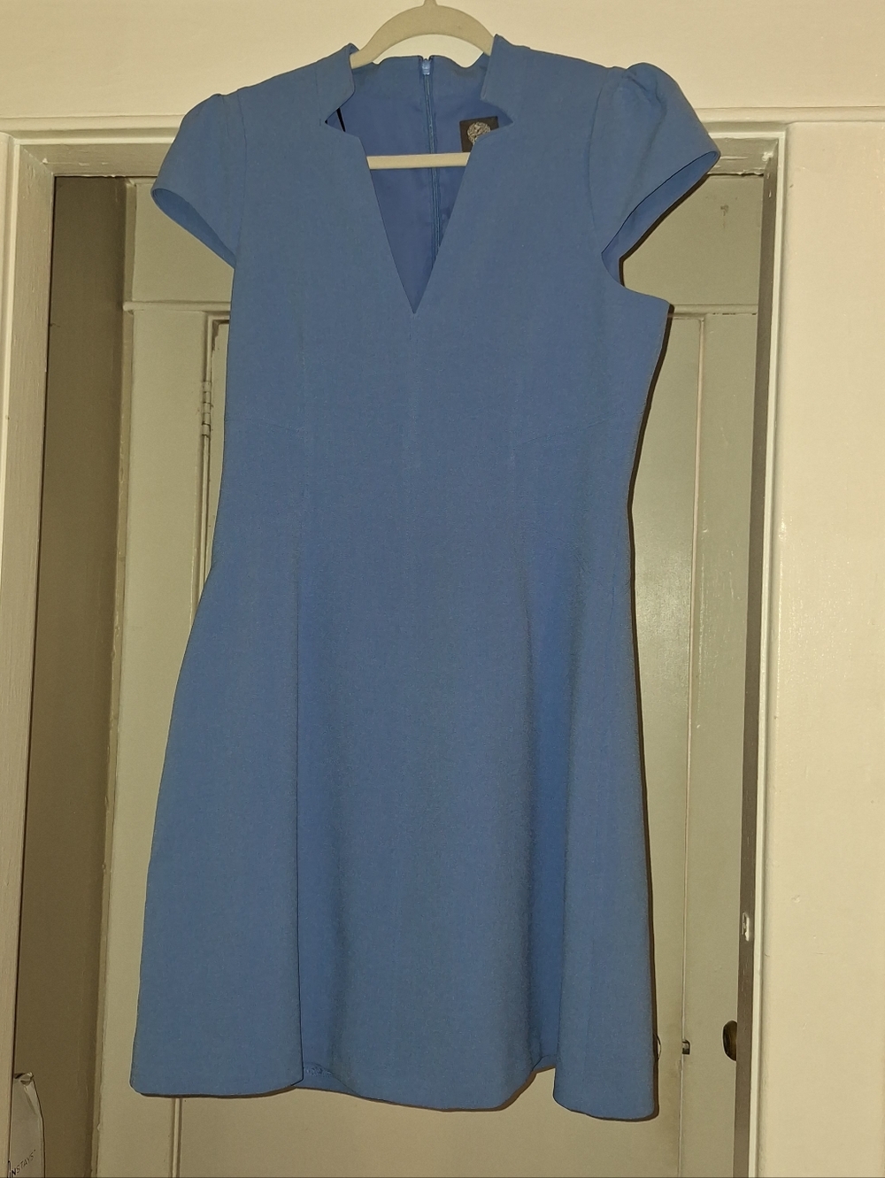 Vince Camuto  A‑Line Dress – Light Blue, Cap Sleeves, V‑Notch Neckline. Size 12.